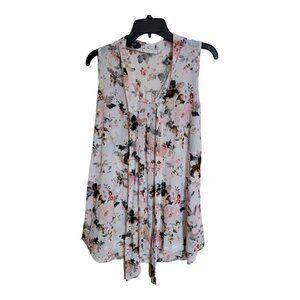 Siren Lily Floral Print Sleeveless Blouse  Sz L  Womens